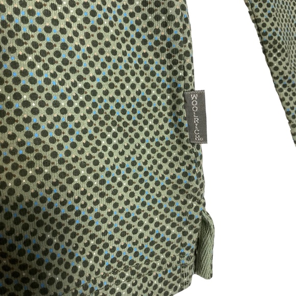 WOOLRICH sz Medium Mock Neck Long Sleeve Top Cotton Green Multi - Picture 4 of 6